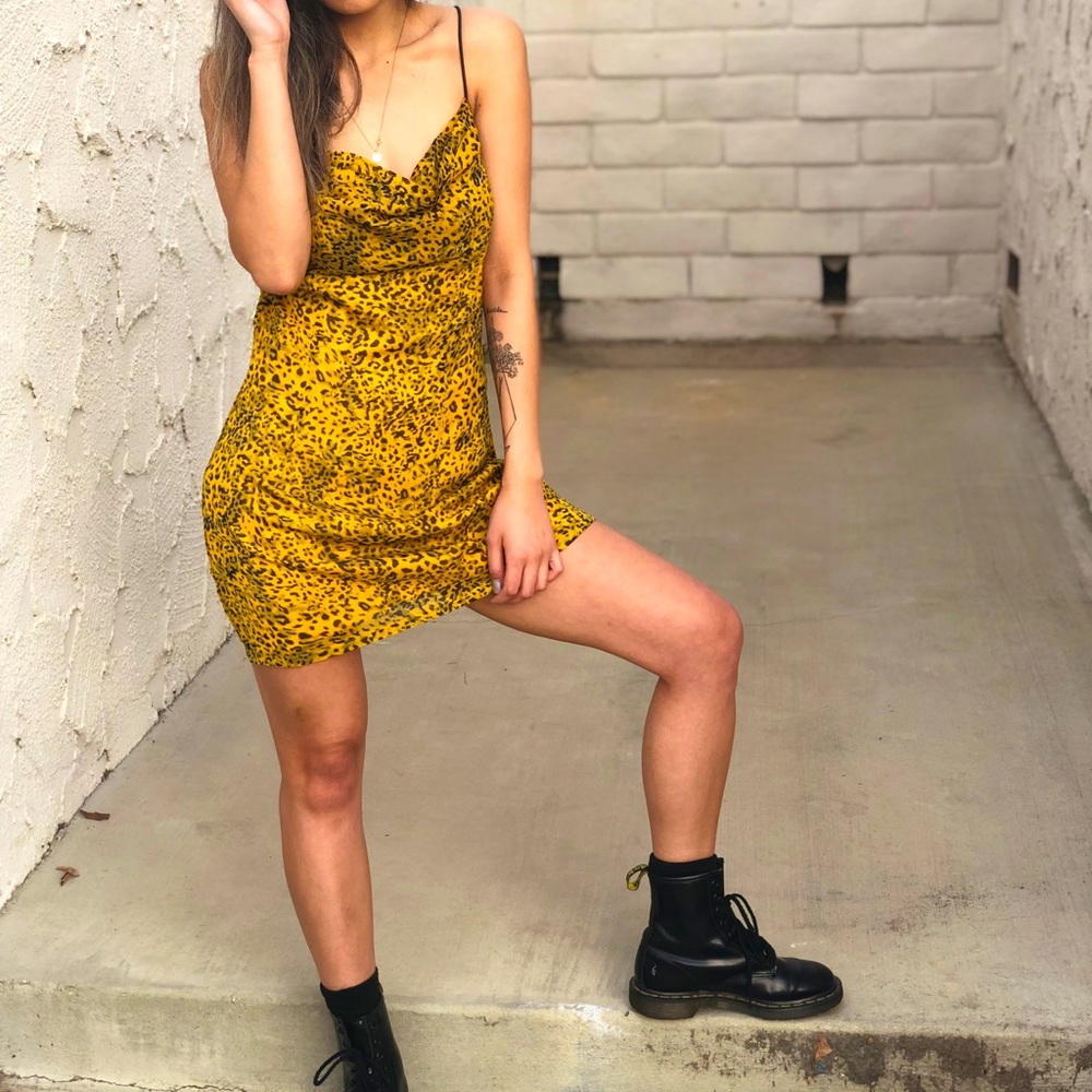 Leopard cowl neck dress
